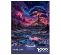 Puzzle De 1000 Pièces pour Adultes Fantasy Landscape with Tree and Castle Puzzles pour Adultes - Jeu De Réflexion Amusant Et Humoristique, Difficile Et Stimulant 52x38cm/1000pcs