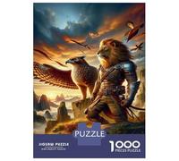 Puzzle De 1000 Pièces pour Adultes Fantasy Lion Warrior with Eagle Puzzle pour Adultes, Jeu De Réflexion pour Améliorer La Mémoire, Cadeau pour Les Amis Et La Famille 70x50cm/1000pcs
