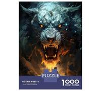 Puzzle De 1000 Pièces pour Adultes Fantasy Wolf Vs. Human Battle Art Print Puzzle Jouet Décoration Murale Une Œuvre d'art Cadeaux Uniques pour Anniversaire Et Noël 52x38cm/1000pcs