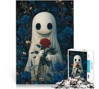 Puzzle de 1000 pièces pour Adultes Fantôme avec Une Rose Rouge Jouets Jeux éducatifs Soulagement du Stress Bon Cadeau 38x26cm