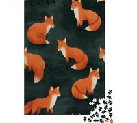 Puzzle De 1000 Pièces pour Adultes Faux Suede Fabric Fox Print Puzzle Casse-tête Jeu De Rapidité Activités Amusantes À La Maison 52x38cm/1000pcs