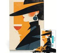 Puzzle de 1000 pièces pour Adultes Femme au Chapeau et vin,Jeu de Concentration,découpe Laser de qualité supérieure,activité Amusante en Famille (50x75cm)