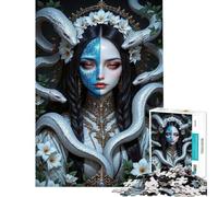 Puzzle de 1000 pièces pour Adultes Femme avec Serpents et Couronne de Fleurs Jeu de Puzzle pour Adultes et familles Idéal pour Passer Le Temps à la Maison Niveau Difficile et Stimulant (50x75cm)