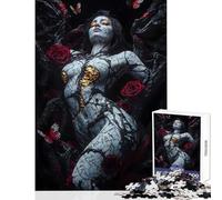 Puzzle de 1000 pièces pour Adultes Femme dans Un décor de vignes et de Roses Jeu éducatif Idée Cadeau d'anniversaire Détente et Stimulation intellectuelle Dimensions 38x52cm