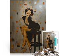 Puzzle de 1000 pièces pour Adultes Femme en Robe Noire Jouets Jeux éducatifs Soulagement du Stress Une œuvre d'art 38x26cm