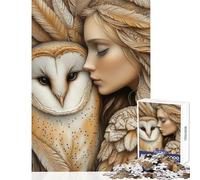 Puzzle de 1000 pièces pour Adultes Femme et Hibou dans des Plumes Jeu Impossible Défi Difficile Jouet à Monter soi-même Renforce l'amour Entre Les Couples (38x26cm)