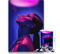 Puzzle de 1000 pièces pour Adultes - Femme fumant Une Cigarette - Découpe de précision - Dimensions:38x52cm