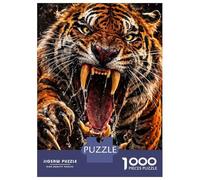 Puzzle De 1000 Pièces Pour Adultes Fierce Tiger Roaring with Water Splashes Puzzle Pour Adolescents - Niveau Difficile - Chaque Pièce Est Unique - Jeu Amusant Et Stimulant Pour Toute La Famille 70x50c