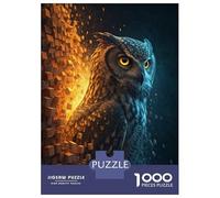 Puzzle De 1000 Pièces pour Adultes Fiery Owl Exploding Into Cubes Puzzle pour Adultes, Jeu De Réflexion, Assemblage De Motifs, Difficile Et Stimulant 38x26cm/1000pcs