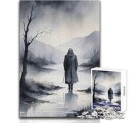 Puzzle de 1000 pièces pour Adultes - Figure Solitaire dans Le Brouillard - Casse-tête Amusant et éducatif pour Toute la Famille - Dimensions : 50x75cm