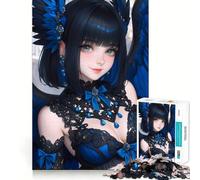 Puzzle de 1000 pièces pour Adultes Fille Anime aux Ailes Bleues Découpe Fine Jeu de Concentration,Jeu de Calme,Activité d'anniversaire (50x75cm)