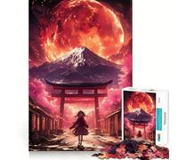 Puzzle de 1000 pièces pour Adultes Fille au Clair de Lune au Japon,œuvre d'art Finement découpée,Jeu de Concentration,Jeu de Calme,activité d'anniversaire (50x75cm)