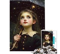 Puzzle de 1000 pièces pour Adultes Fille au Parapluie étoilé Jeu Difficile et Stimulant pour Toute la Famille Activité Pratique à partir de 14 Ans (50x75cm)