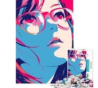 Puzzle de 1000 pièces pour Adultes Fille d'anime à Lunettes Jeu Impossible Jeu éducatif Idée Cadeau Apprentissage et éducation (Dimensions 38x26cm)