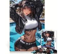 Puzzle de 1000 pièces pour Adultes Fille d'anime au Bord de la Piscine », idéal pour l'entraînement de la mémoire, Les Loisirs calmes et Une Pause gourmande (38x26cm)