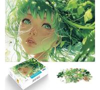 Puzzle de 1000 pièces pour Adultes Fille d'anime aux Cheveux Verts Analyse et logique est idéal comme Cadeau pour Toute la Famille 52x38cm
