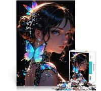 Puzzle de 1000 pièces pour Adultes Fille d'anime avec des Papillons Coupe de précision est idéal comme Cadeau pour Toute la Famille 38x26cm