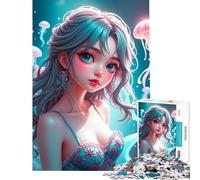 Puzzle de 1000 pièces pour Adultes Fille d'anime avec méduse Jeu Difficile et Stimulant Activité familiale Jeu Pratique à partir de 14 Ans (38x26cm)