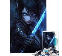 Puzzle de 1000 pièces pour Adultes Fille d'anime avec Une épée Bleue Stimule Le Cerveau Activités familiales Jeu éducatif Convient aux 14 Ans et Plus (50x75cm)