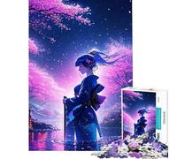 Puzzle de 1000 pièces pour Adultes Fille d'anime avec Une épée dans Un Cerisier en Fleurs Jeu éducatif Cadeau d'anniversaire Unique (50x75cm)