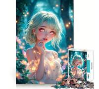 Puzzle de 1000 pièces pour Adultes Fille d'anime dans Une forêt enchantée Jeu de mémoire,Assemblage précis,sans espaces,activité apaisante pour se détendre (38x52cm)