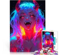 Puzzle de 1000 pièces pour Adultes Fille démoniaque d'anime maléfique Défi Difficile Liste de souhaits avec Le Père Noël 38x26cm