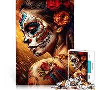 Puzzle de 1000 pièces pour Adultes Fille du Jour des Morts Fait de Bois pour Les 14 Ans et Plus Jeu éducatif d'apprentissage Améliorer l'amour Entre Les Couples。Taille：50x75cm/19.68x29.52pouce