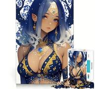 Puzzle de 1000 pièces pour Adultes Fille Elfe aux Cheveux Bleus (Style Anime) Décoration élégante,activité cérébrale Amusante,Moment de détente,Cadeau de Loisirs Festif (50x75cm)