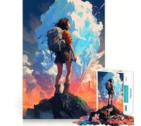 Puzzle de 1000 pièces pour Adultes Fille en randonnée avec Sac à Dos Style Anime Découpe de Haute précision Facile à Apprendre Idéal pour Toute la Famille (50x75cm)