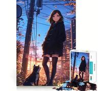 Puzzle de 1000 pièces pour Adultes Fille et Chien d'anime,Jeu de mémoire,Assemblage précis sans espaces,activité apaisante pour se détendre (50x75cm)