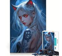 Puzzle de 1000 pièces pour Adultes : Fille renarde démoniaque aux Cheveux Blancs Jeu de réflexion Stimulant Découpe Nette,alignement Parfait Activité Amusante en Famille Le Soir (38x26cm)