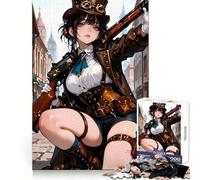 Puzzle de 1000 pièces pour Adultes : Fille Steampunk Anime avec Fusil 50x75cm, Un Casse-tête Relaxant et Amusant pour s'amuser et se détendre