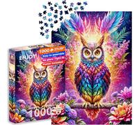 Puzzle de 1000 Pièces pour Adultes - Finition Mate, Toucher Doux, Coupe Ajustée, Couleurs Vives - Chouette Magique dans Illustration - Service de Pièces Manquantes