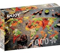 Puzzle de 1000 pièces pour adultes - Finition mate, toucher doux, pièces robustes et uniques, ajustement serré, couleurs vives, service de pièces manquantes - Carte des épices et des herbes du monde