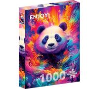 Puzzle de 1000 pièces pour adultes - Finition mate, toucher doux, pièces robustes et uniques, coupe ajustée, couleurs vives, service de pièces manquantes - Panda Bear Fantasy Colorful Space Portrait