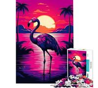 Puzzle de 1000 pièces pour Adultes Flamant Rose néon Jeu éducatif et intellectuel Cadeau d'anniversaire défi Difficile (Dimensions 75x50cm)