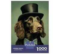 Puzzle De 1000 Pièces pour Adultes Flat with A Hat Retriever Puzzles pour Adultes, Jeux De Société, Découpe De Précision, Cadeaux pour Les Amis Et La Famille 38x26cm/1000pcs