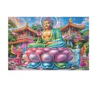 Puzzle De 1000 Pièces pour Adultes Fleur de Lotus Bouddha 1000 PCS 75x50cm Cadeau De Thanksgiving Parfait pour Temps en Famille Améliore Concentration Patience