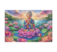 Puzzle De 1000 Pièces pour Adultes Fleur de Lotus Bouddha 1000 PCS 75x50cm Niveau Difficulté Élevé Stimulant Idéal pour Joueurs Avancés Fort Sentiment D'Accomplissement