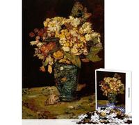 Puzzle de 1000 pièces pour Adultes Fleurs dans Un Vase Bleu Jeu Impossible Convient aux Couples Jouet éducatif Liste de souhaits avec Le Père Noël (38x26cm)