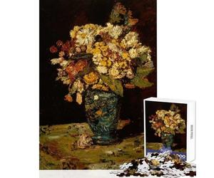 Puzzle de 1000 pièces pour Adultes Fleurs dans Un Vase Bleu Jeu Impossible Convient aux Couples Jouet éducatif Liste de souhaits avec Le Père Noël (38x26cm)