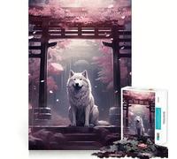 Puzzle de 1000 pièces pour Adultes Fleurs de Cerisier,Loup,Animal Découpe précise Jeu de réflexion Amusant pour Passer Le Temps,Décoration de Noël (38x52cm)