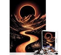 Puzzle de 1000 pièces pour Adultes Fleuve Orange traversant Les Montagnes avec éclipse Jeu Anti-Stress idéal Cadeau Parfait pour se détendre et renforcer Les Liens Amoureux Dimensions 50x75cm