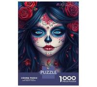 Puzzle De 1000 Pièces pour Adultes Floral Sugar Skull Beauty Puzzles pour Adultes - Décoration Murale - Stimule La Mémoire - Cadeaux Uniques pour Anniversaires Et Noël 38x26cm/1000pcs