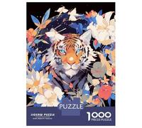 Puzzle De 1000 Pièces pour Adultes Floral Tiger Portrait Puzzle pour Adultes, Jouet, Décoration Murale, Analyse Et Logique, Cadeaux Uniques pour Anniversaire Et Noël 38x26cm/1000pcs