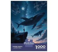 Puzzle De 1000 Pièces pour Adultes Flying Whales Fantasy Sunset Puzzles pour Adultes - Jeu De Réflexion Amusant Et Humoristique, Difficile Et Stimulant 52x38cm/1000pcs