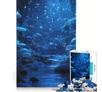 Puzzle de 1000 pièces pour Adultes Forêt Bleue enchantée avec Champignons Lumineux, Jeu de Construction, activité ludique à la Maison, Cadeau Original pour Un Anniversaire ou Noël 38x26cm
