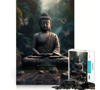 Puzzle de 1000 pièces pour Adultes Forêt Bouddhiste Zen Bouddha Pièces nettes et découpées Jeu de réflexion Moment de Calme et de Divertissement Scène de Noël (38x52cm)