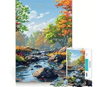 Puzzle de 1000 pièces pour Adultes Forêt d'automne Pixel Art Découpe soignée Jeu Amusant et Relaxant pour Un Anniversaire ou Un Loisir (38x26cm)