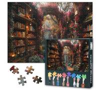 Puzzle de 1000 pièces pour adultes - Forêt florale enchanteresse - Scène de conte de fées magique - Puzzle d'art pour les amateurs de livres et les amoureux de la nature - Grand 68 x 40 cm